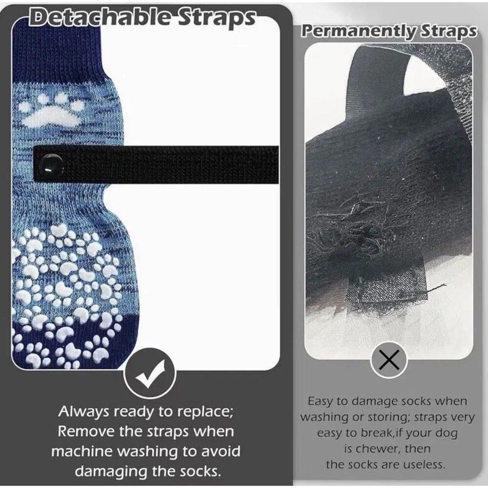 Expawlorer Anti Slip Dog Socks - 4 Pack, Blue,  ** NEW **